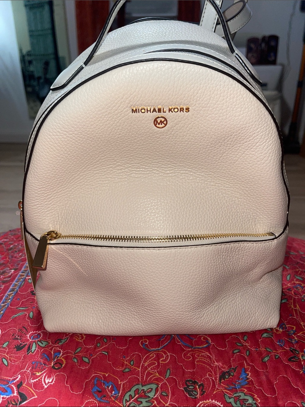 NWT Michael Kors Pale Pink Cream Pebble Leather Backpack with Gold Hardware